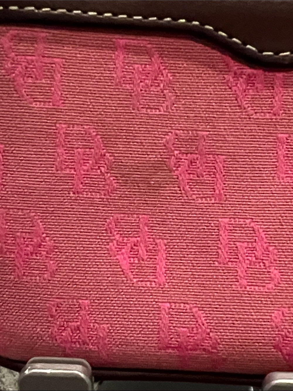 Dooney and Bourke Pink Monogram  Canvas Wallet with Leather Trim. - Picture 5 of 10